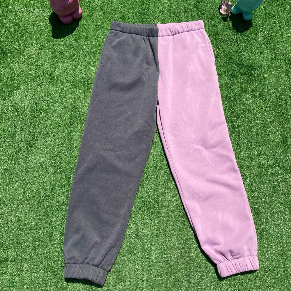 Gray and Lavender Two-Tone Joggers